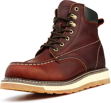 SUREWAY Mens Heavy Duty Wedge Moc Toe Work Boots Soft/Composite/Steel Toe