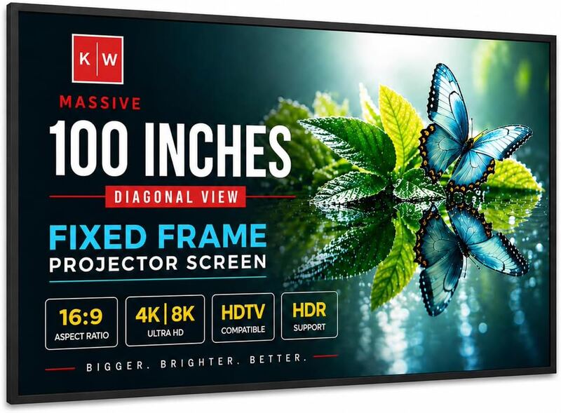 KHOMO GEAR 100-inch Fixed Frame Projector Screen