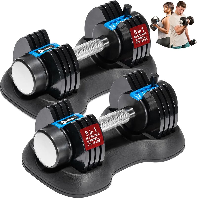 LifePro PowerFlow Plus Adjustable Dumbbells (5-25 lb pair)