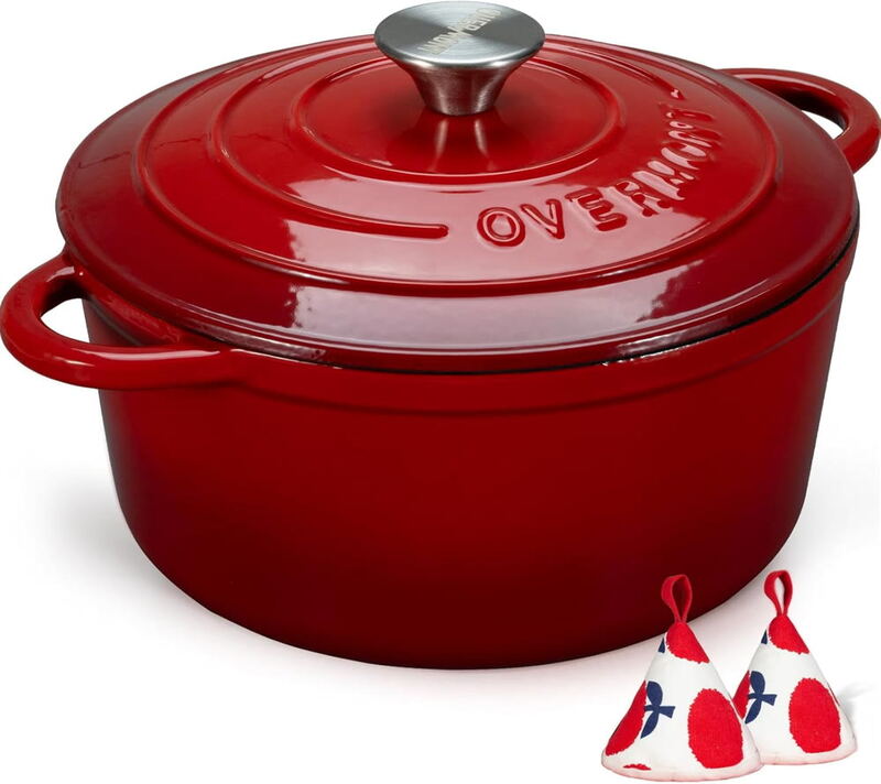 Overmont 5.5QT Enameled Cast Iron Dutch Oven