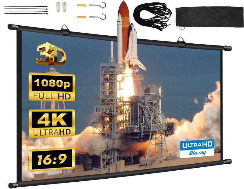 SUPER DEAL 100-inch 16:9 HD Projection Screen Foldable Anti-Crease